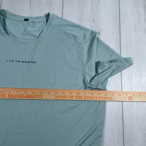 Lululemon Shirt Mens XL Square-Neck Running Short Sleeve Blue Performance - Picture 9 of 10